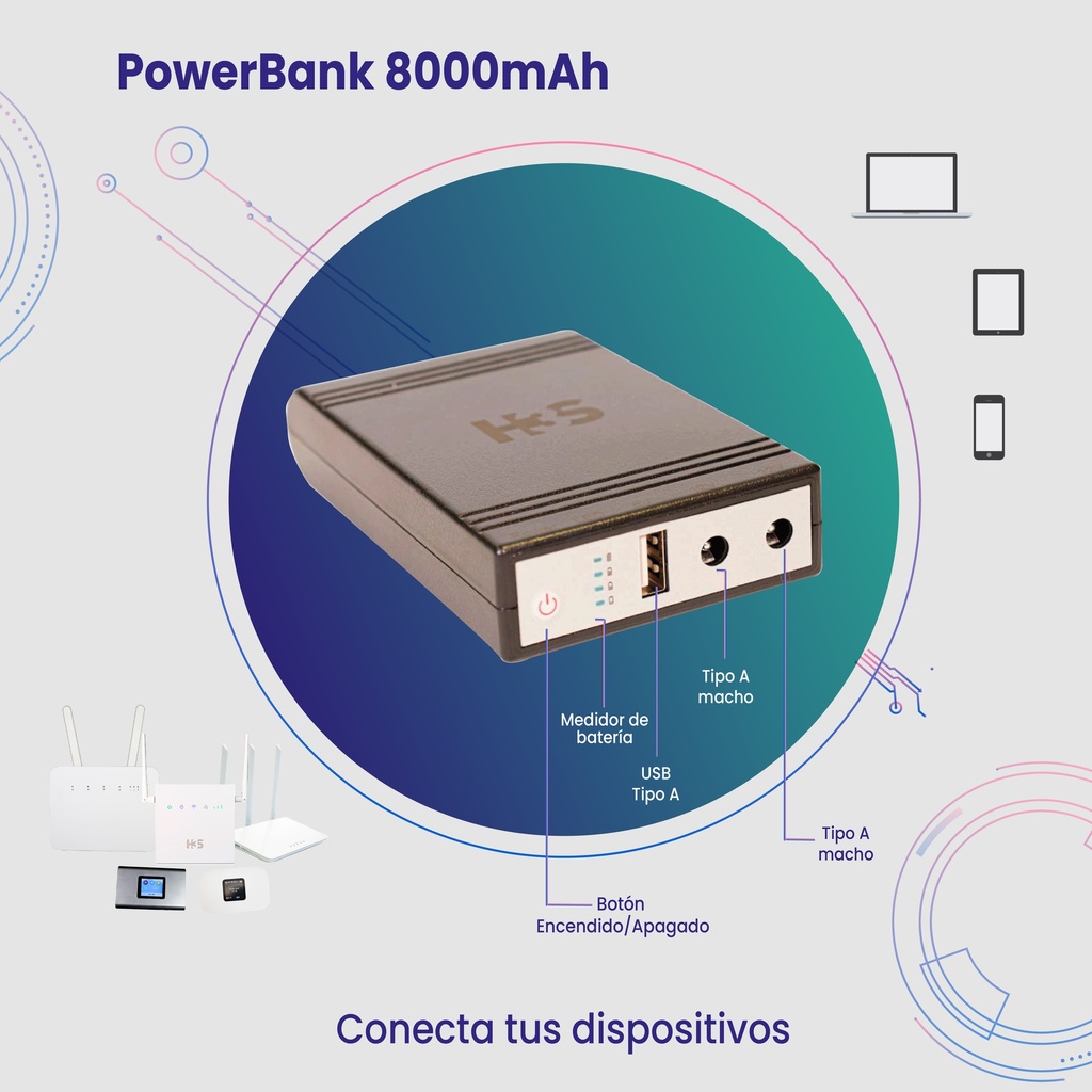 Batería portátil para celular Mini UPS + Powerbank